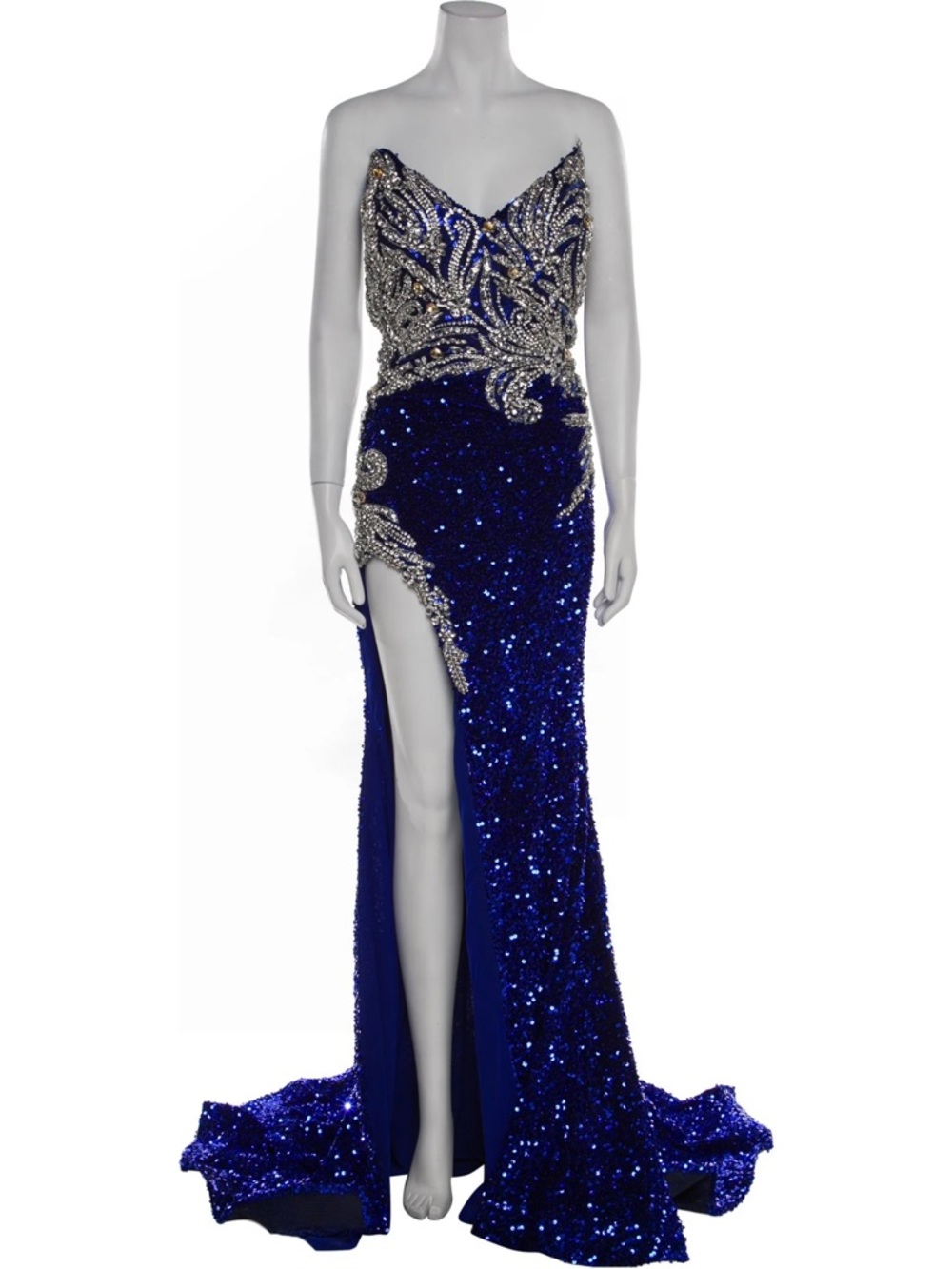 Portia & Scarlett Cobalt Blue Sequin Crystal Embellished Formal Gown Size 22 NWT